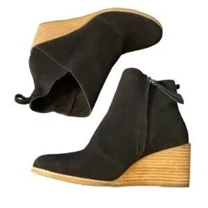 TOMS Women’s Black Suede Joanna Wedge Bootie